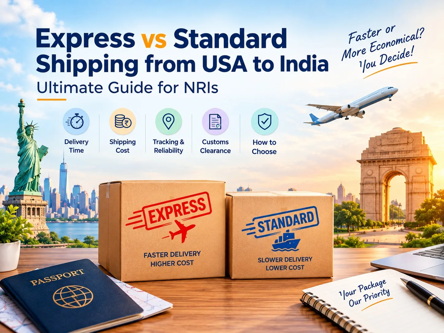 Express vs Standard Shipping from USA to India for NRIs